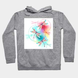 Red dragonflies on watercolor Hoodie